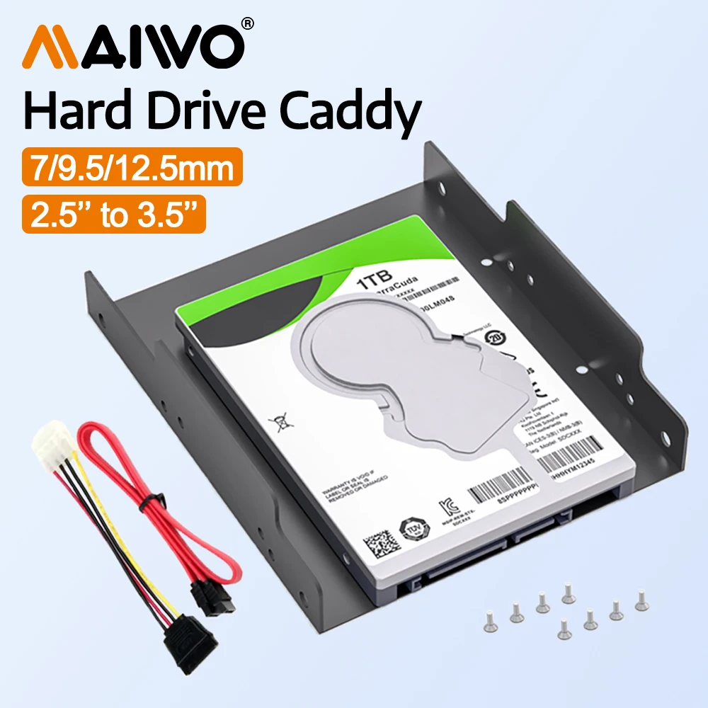 MAIWO 2.5'' ke 3.5'' Konverter HDD SSD Bracket Dudukan Caddy Tray Penyangga Hard Drive untuk PC Pelindung Hard Disk Bracket