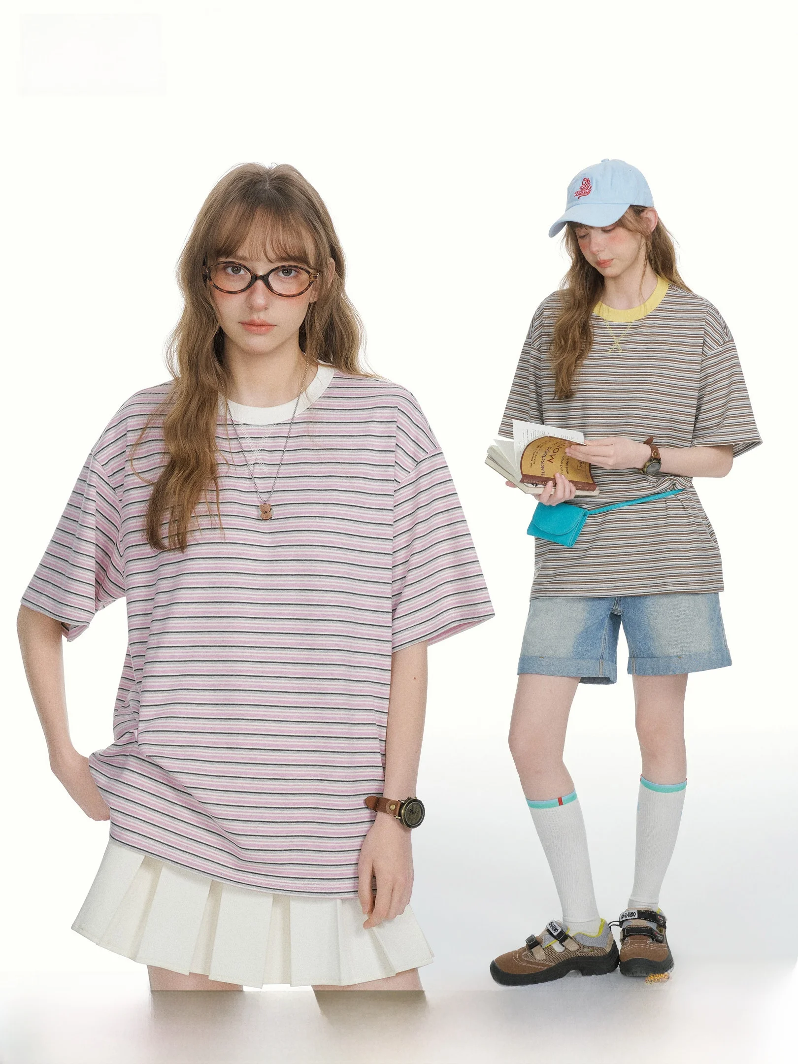 

Футболка Beetle Town Casual в полоску с коротким рукавом, свободного кроя, летняя коллекция 2026, унисекс, с круглым вырезом, стандартной длины, из смесового полиэстера и хлопка