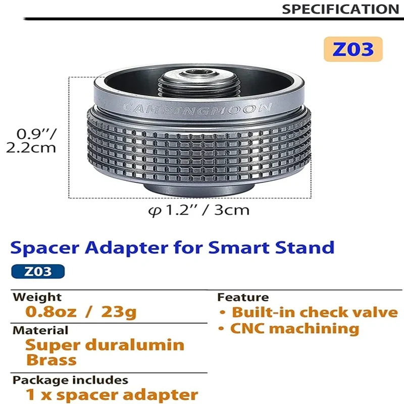 CAMPINGMOON Z03 BKZ03 Aluminum Alloy Camping Stove Heightening Joint High Mountain Flat Gas Tank Adapter