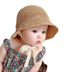 Summer Baby Hat Straw Baby Girl Cap Fashion Lace Bow Beach Children Panama Hat Princess Bonnets for Kids Outdoor Travel Sun Cap