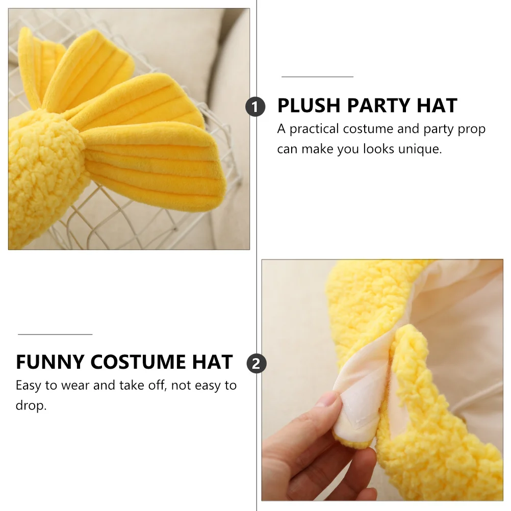 

1 pc Fried Shrimp Hat For Masquerade Party Carnival Music Festival Role Play Dance Performance Adorable Shrimp Shape Design Soft