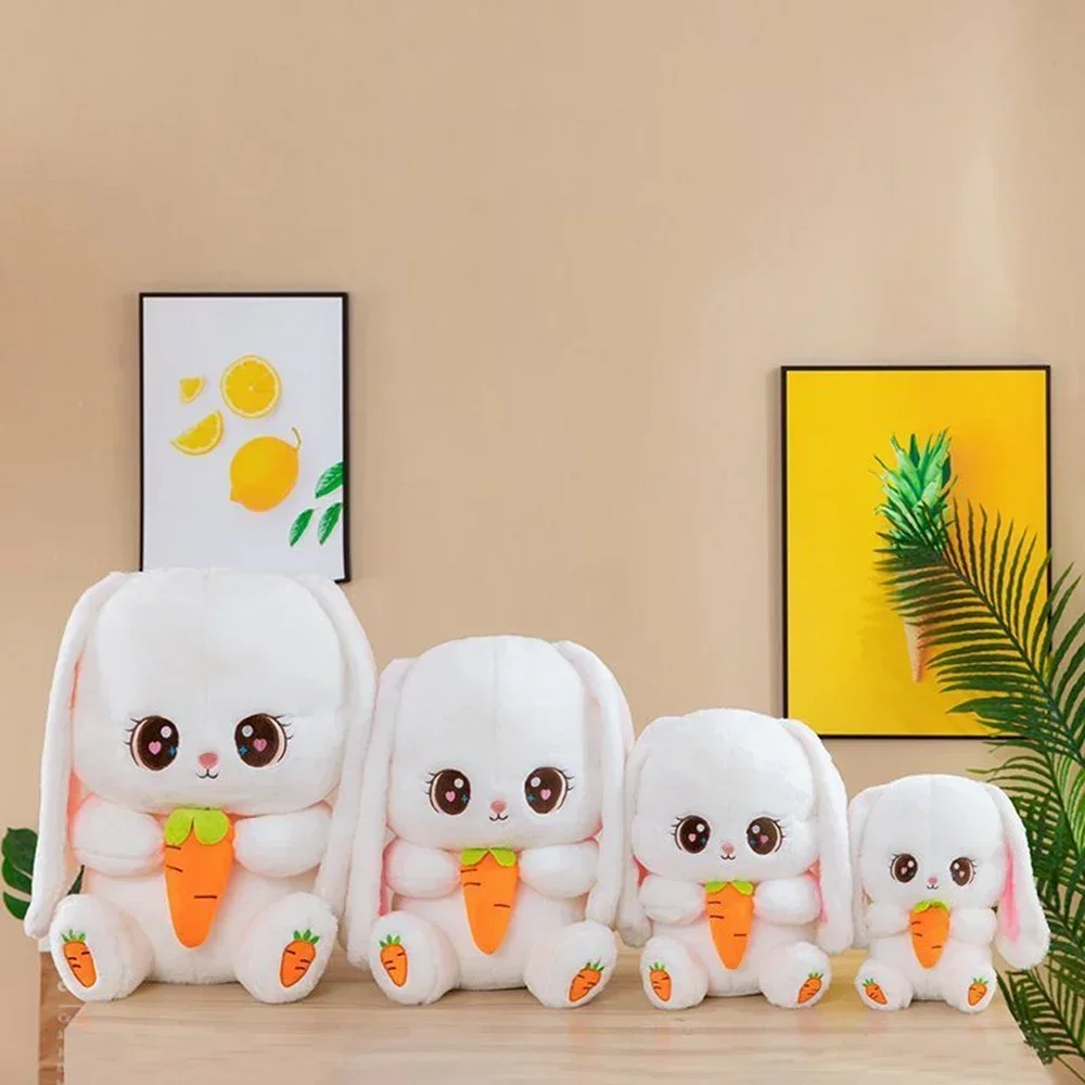 30CM Eat Carrot Rabbit Plush Toy Cute Carrot Embroidery Big Eyes Sleep To Accompany The Small White Rabbit Doll Festival Gifts