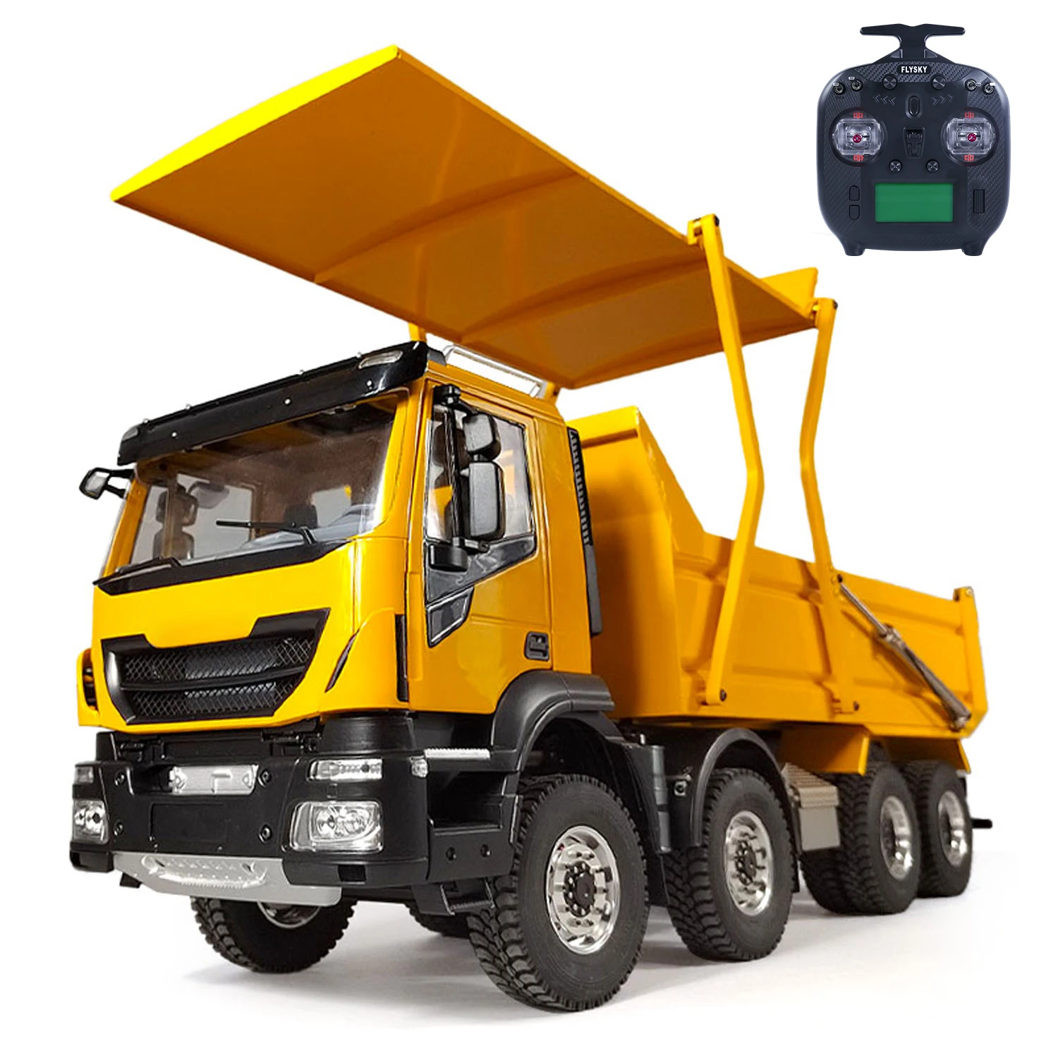 

Hydraulic RC Tipper Truck with Flip-over Cover Dump Car Metal 1/14 8x4 Radio Model Assembled Painted Vehicle Model Machine Toy