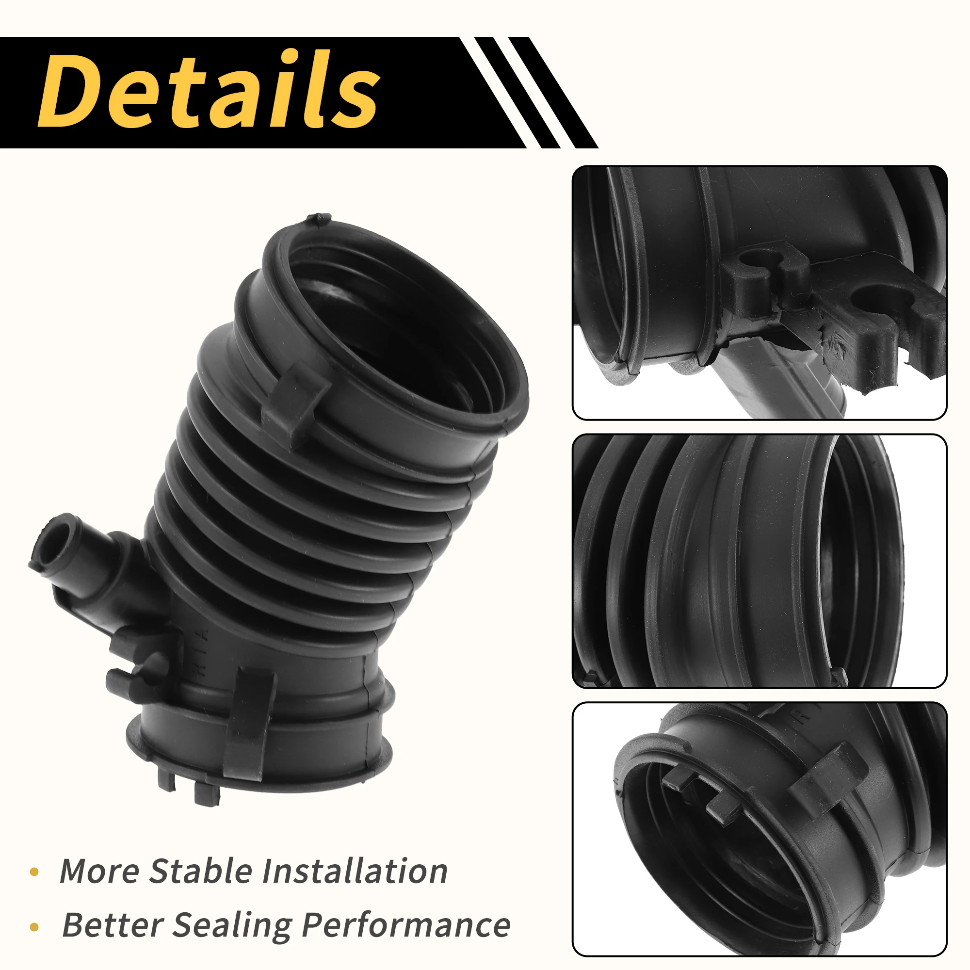 X Autohaux 1 قطعة خرطوم سحب السيارة متوافق مع Honda Civic 1.8L 12-15، خرطوم مدخل فلتر الهواء أسود رقم 17225R1AA01