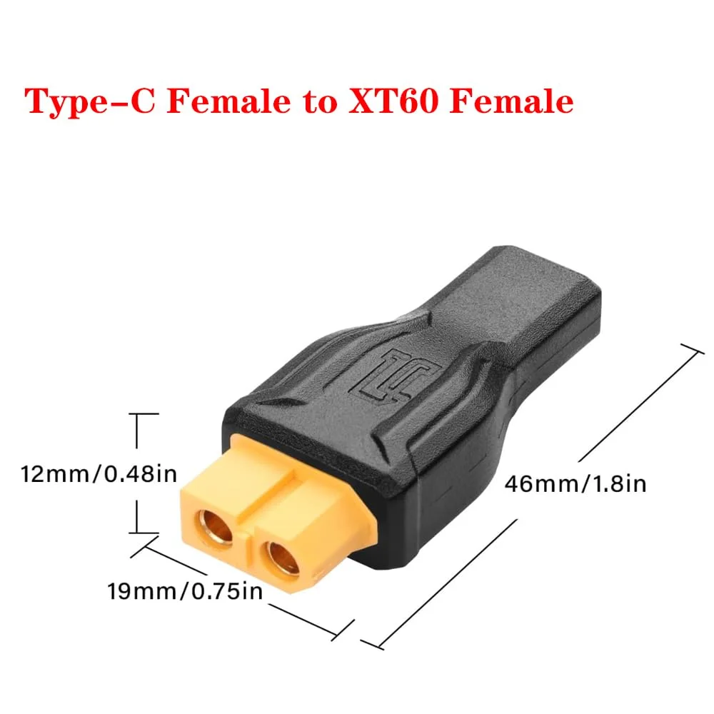

XT60 Female to Type C Female Adapter USB C to XT60 Connector Connection USB C Cable USB C Charger for Laptop, Model, Energy