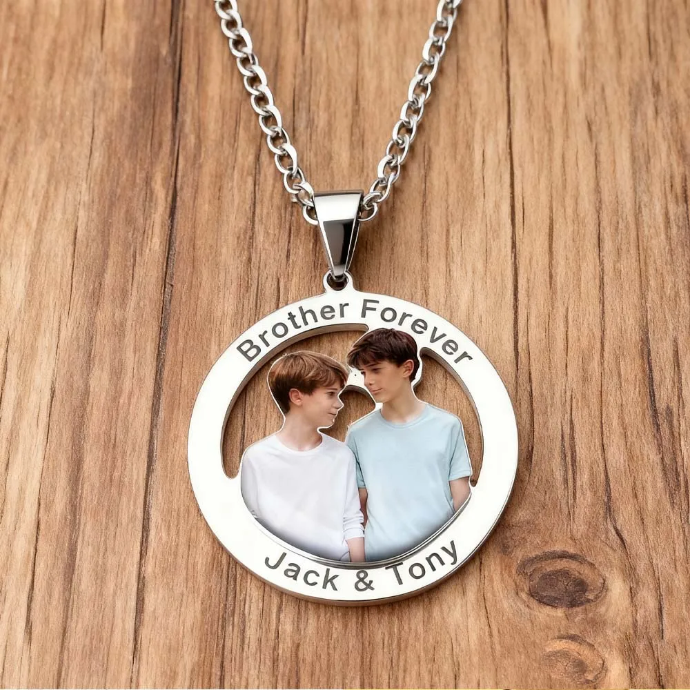 Print Demand Photo Necklace Personalized Custom Christmas Gift For Men Woman Couple Mother Kid Family Stainless Steel Jewelry
