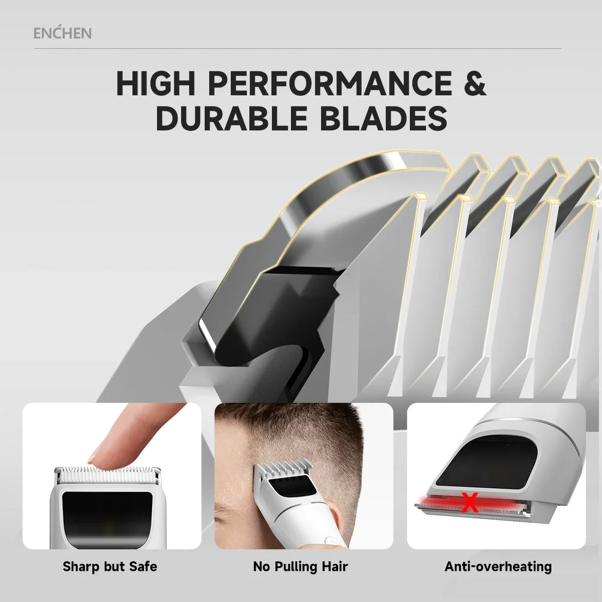 ENCHEN Hair Clipper Professional Hair Trimmer Hair Cutting Machine Beard Shaver Cordless Adjustable Body Trimmer for Men Boost 2