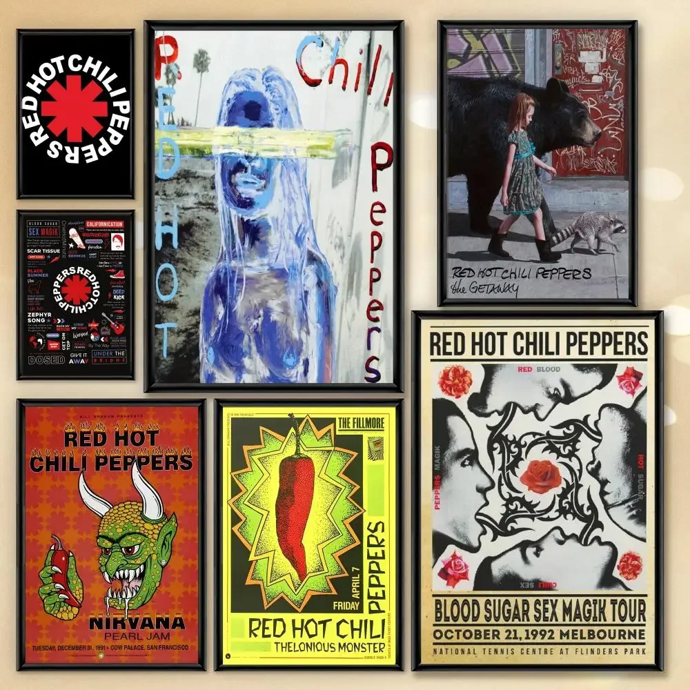 Band R-Red Hot C-Chili Peppers Poster HD PVC Waterproof Wall Art - Self Adhesive Reusable For Home Office Bar