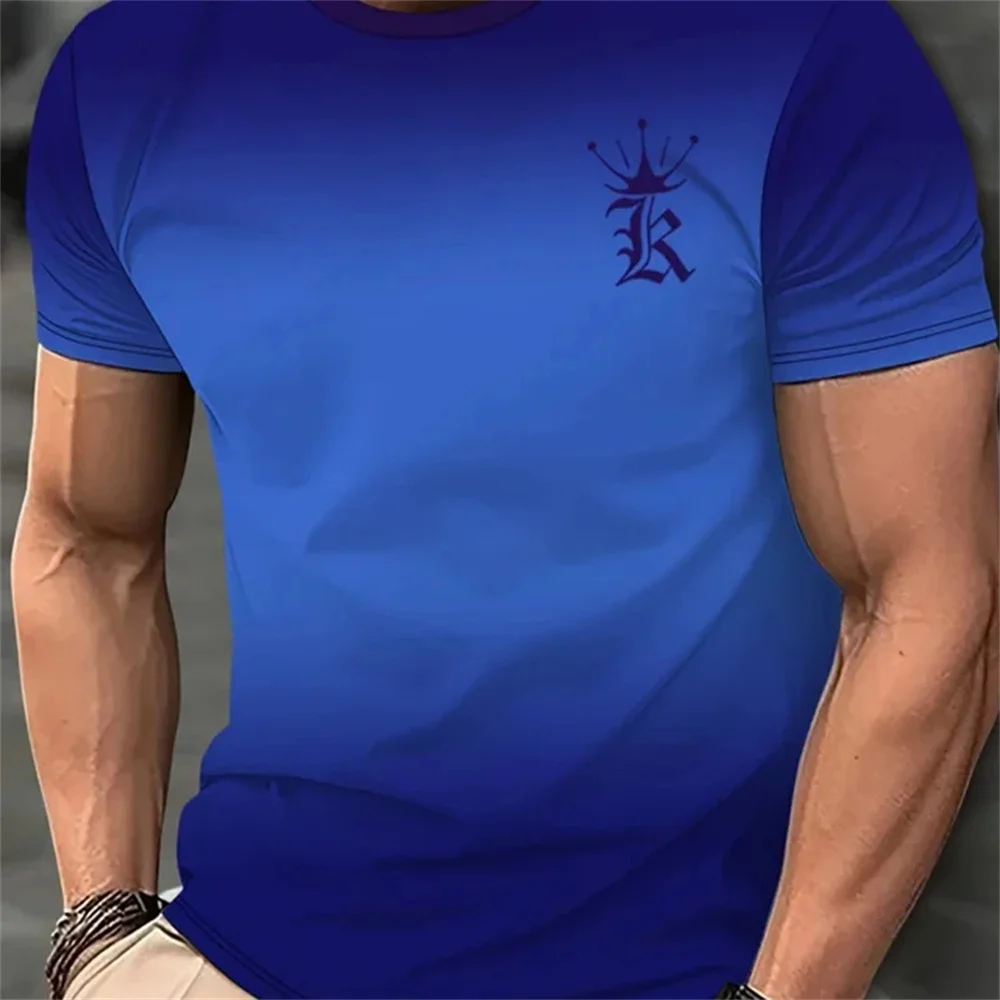 

Summer Simple Style Printed Men's Short Sleeve T-Shirt Creative Casual Shirt Street Retro Trend O Collar Loose Quality Clothing