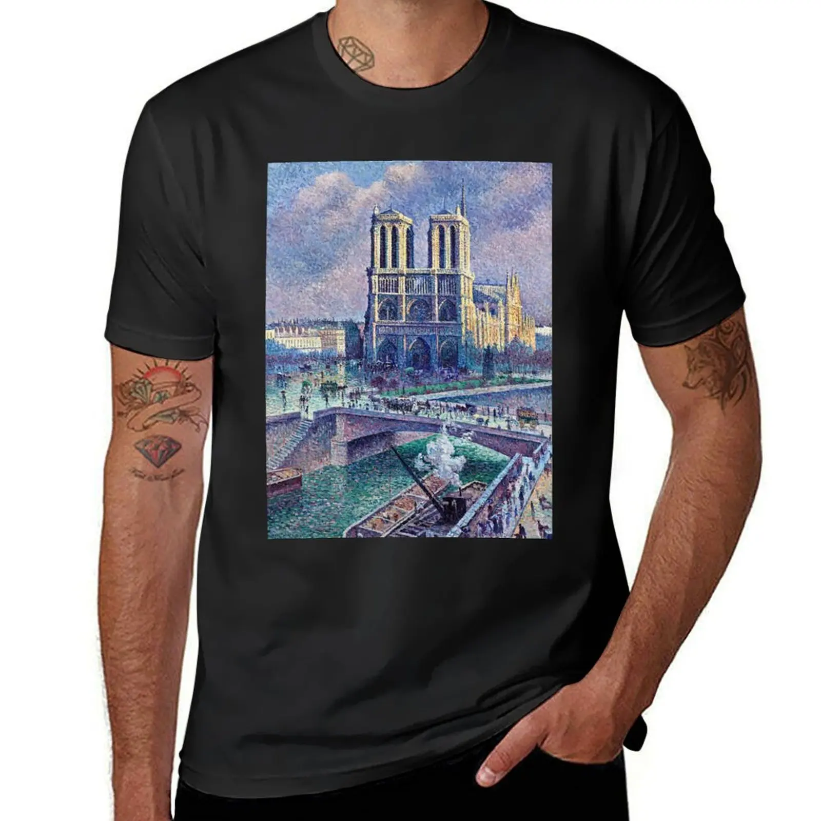 Maximilien Luce - Notre-Dame de Paris T-Shirt oversizeds Short sleeve tee for a boy cute tops slim fit t shirts for men