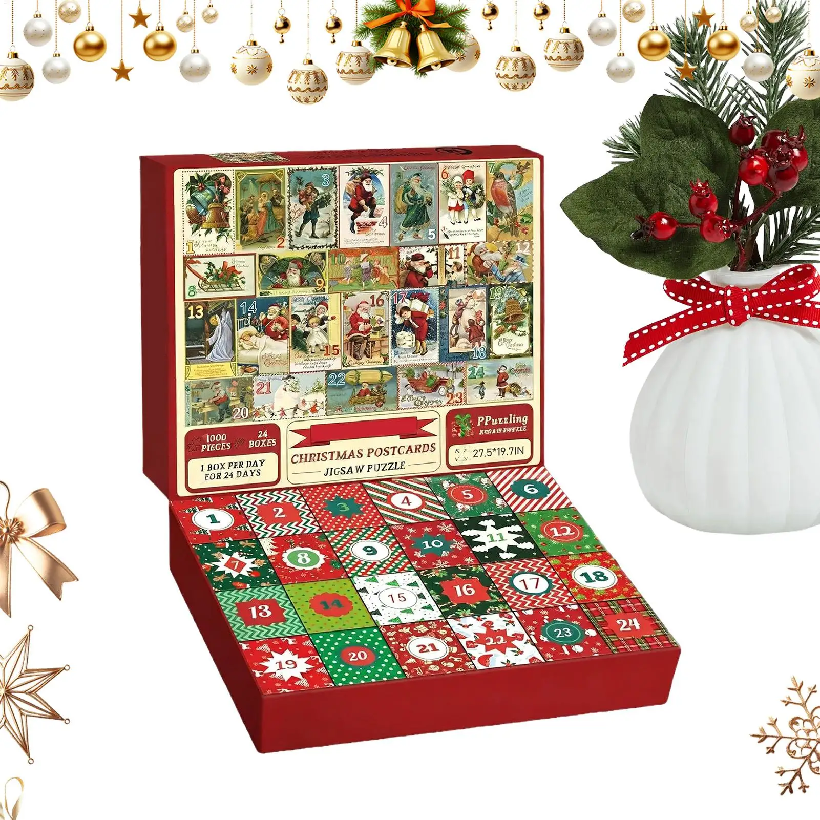 

Christmas Advent Toy 2025 Home Decoration Christmas Puzzles 24 Days Jigsaw Puzzles Countdown Calendar For Kid For Men Women Boys