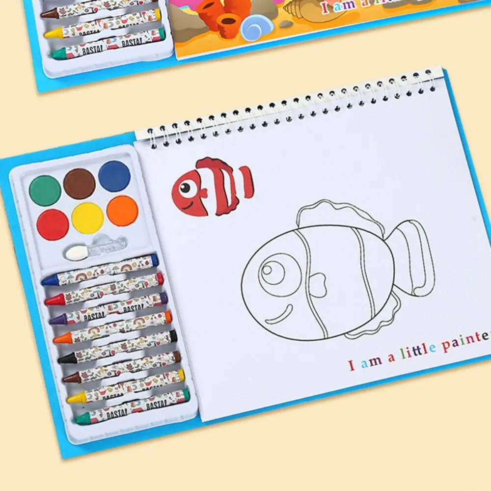 

Cartoon Puzzle Crayon Watercolor Book Set Educational Astronauts Coloring Book Painting Book Children