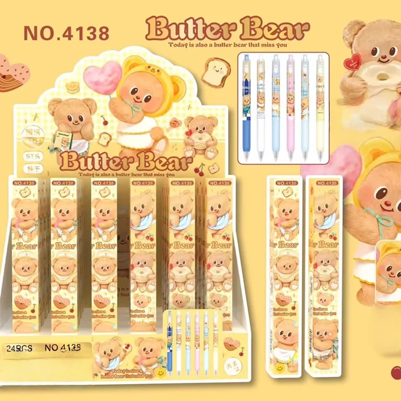 

Hot New Cartoon Butter Bear Blind Box Pen Black Gel Pen Water-Based Pen Student Gifts Spot Wholesale Sale School Stationery