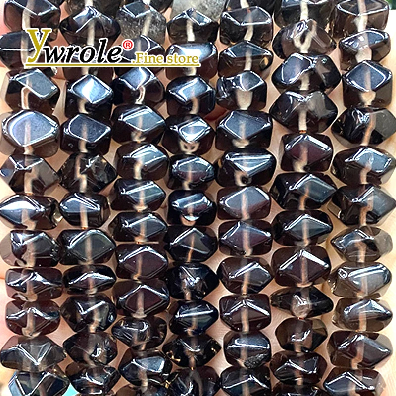 Gem Rough Processed Rondelle Smoky Quartz Natural Stone Loose Space Beads for Jewelry Making Diy Bracelet Charms Accessories