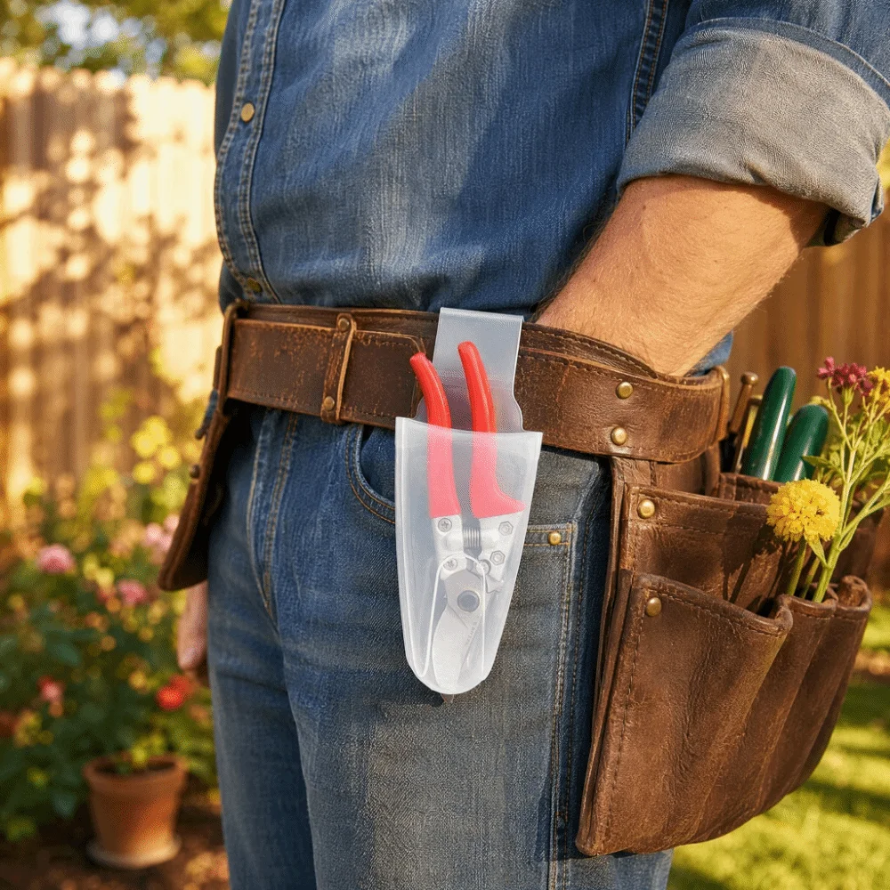 3Pcs Waist-Mounted Pruning Shears Belt Bag Transparent Frosted Durable Pruning Shears Organizer Portable Reusable