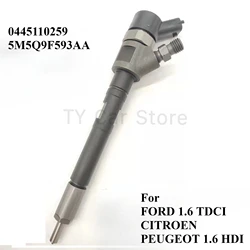 5M5Q 9F593 AA New Diesel Fuel Injector 0445110259 For Ford Focus MK2 1.6 TDCI CITROEN PEUGEOT 1.6 HDI