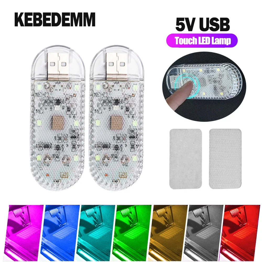 

KEBEDEMM Car Mini LED Touch Light 5V USB Charging Auto Roof Ceiling Reading Night Lamp Wireless Decoration Ambinet Light