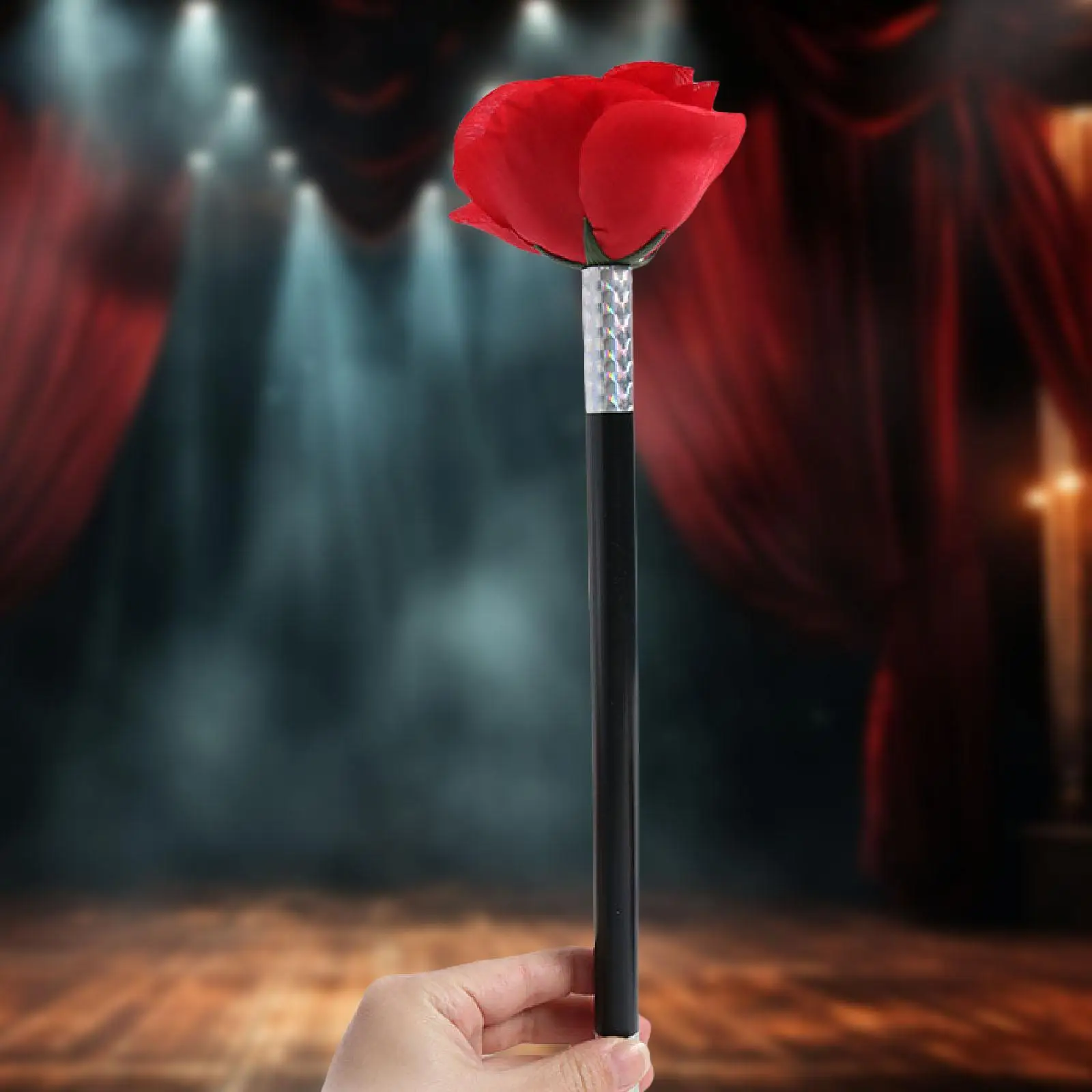 

Stick to Rose Flower Magic Trick Flower Appearing Close up Prop Street Stage Magic Wand Cane for Girls Boys Adults Beginners