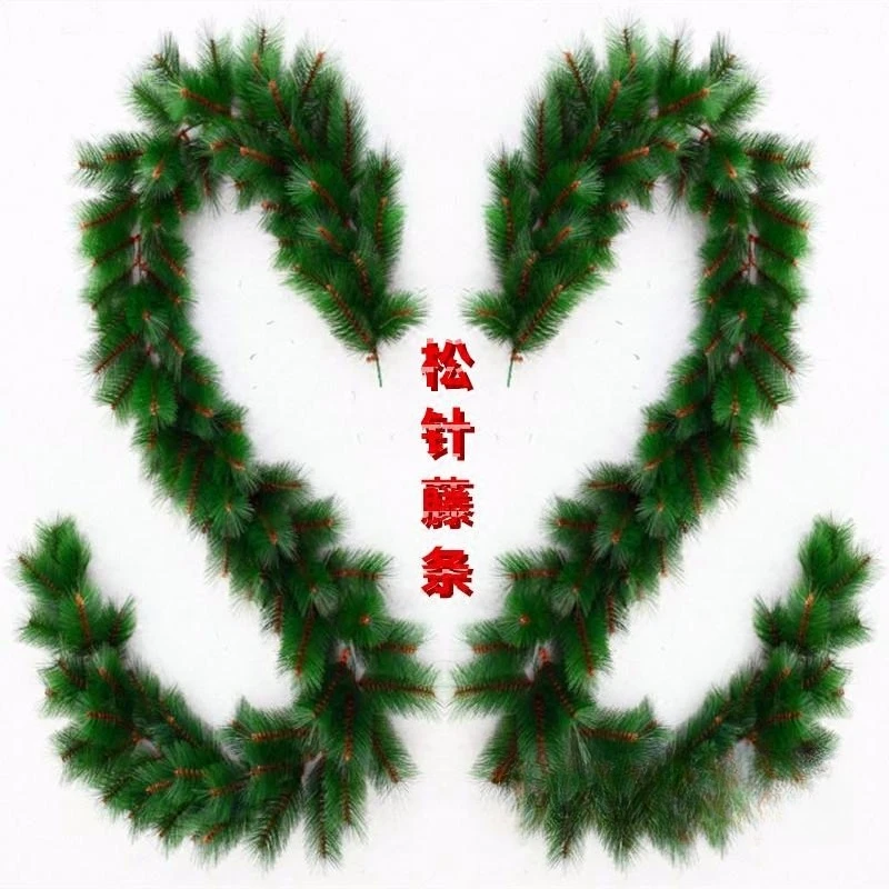 2.7M PET Pine Needle Rattan Branch Wreath Hanging Ornament For Mall Hotel Door Window Christmas Holiday Scene Decoration