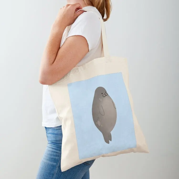 

Cute Mochi Seal - Round seal standing Tote Bag shoping bag cloth bag woman custom bags reusable grocery bags