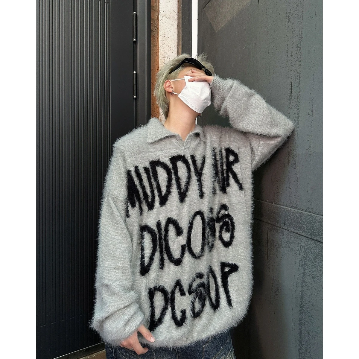 

Американский ретро цветной свитер с надписью Blo, мужской свободный ленивый вязаный модный топ для пар из полиэфирного волокна, зимний длинный све