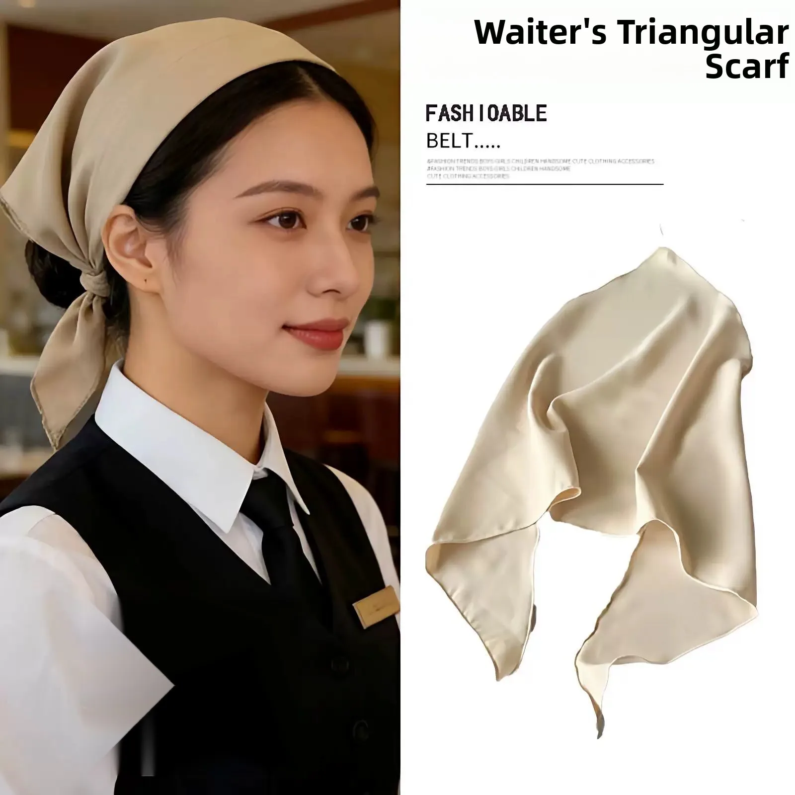  Scarf Kitchen Hat Pure Color Cloth Art Large Size Women's Headwear Restaurant New Style Waitress Service Hat