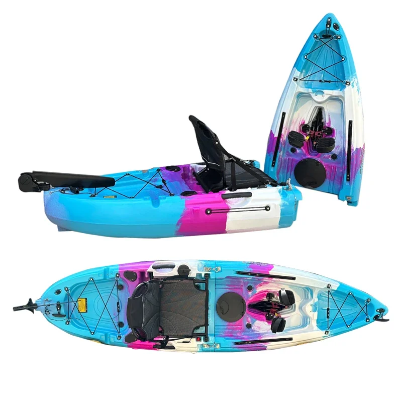 Reel young Single Sit on Kayak Two Section split Modular Fishing Kayak used in White or Blue Ocean Sea for Water Sports Canoe