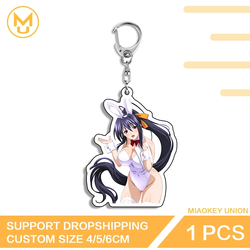 Long Black Hair Himejima Akeno Anime Character Acrylic Key Chains Luxury Adorable Creative Props Personality Amusing Accessories