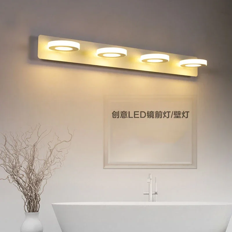 Bathroom Mirror Headlight LED Bathroom Mirror Light Punchfree Toilet Washbasin Wash Table Lamp Dressing Table Fill Light Fixture