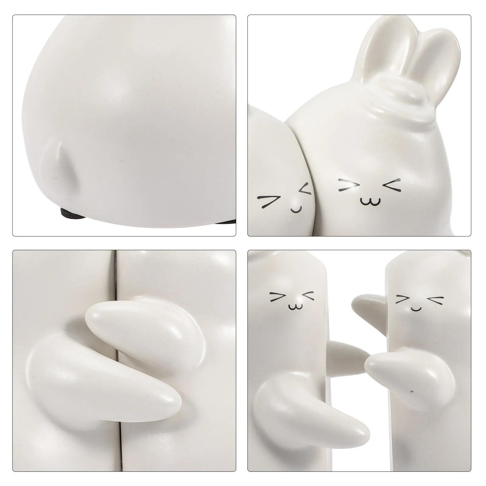 

1Pair Bookend Ceramic Rabbit Shelf Desk Organizer Cute Bunny Design Decorative Animal Statue for Books Home Office Library Use