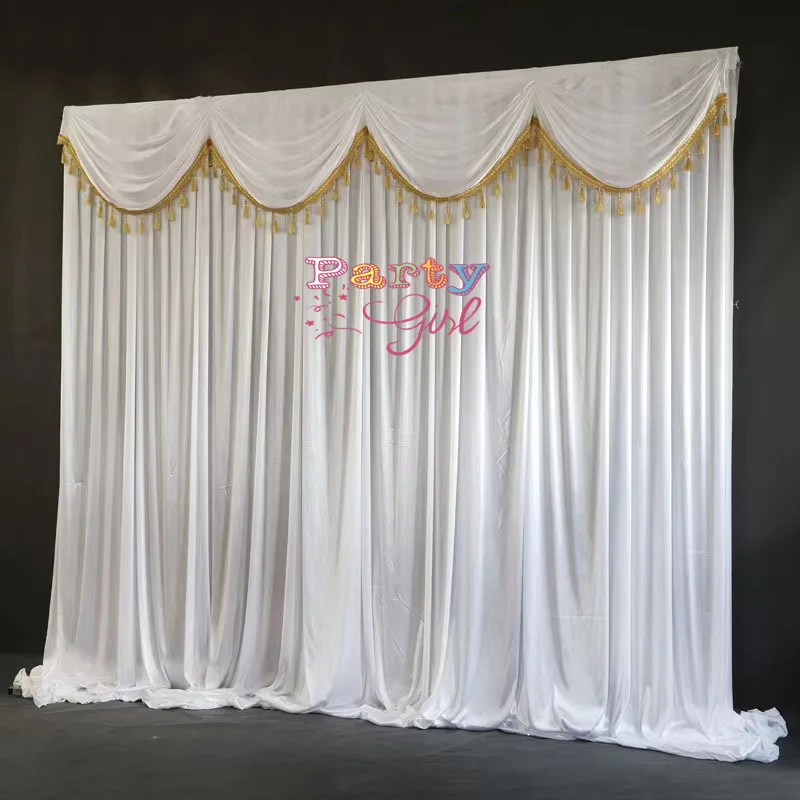 3X3M White And Black Ice Silk Wedding Backdrop Curtain Glitter Banquet Party Wall Photo Booth Event Party Decoration