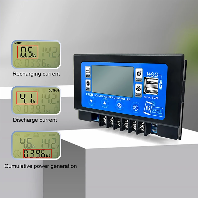 12V/24V LCD Digital Display 30A 60A Bluetooth WiFi Solar Charge Controller Embedded Snap-on Energy Storage MPPT Solar Controller