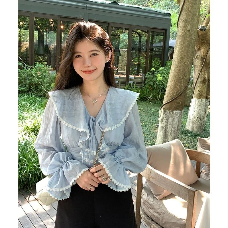 2023 Autumn New Style Design Sense Thin Shirt Candy Short Long Sleeve Top Blusas Clothes for Women Blouse Shirts