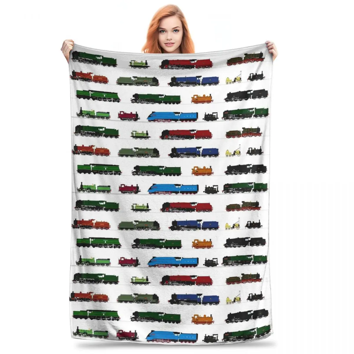 Iconic British Steam Trains Blankets Fleece Portable Sofa Throw Blankets For Couch Bedding Office Throws Bedspread Quilt