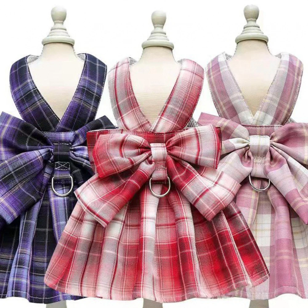 Dog Harness Dress Leash With Bowknot Dog Collar Skirt Cute Princess Tutu Skirt Cat Puppy Clothes Suspenders Vest Pet Clothes