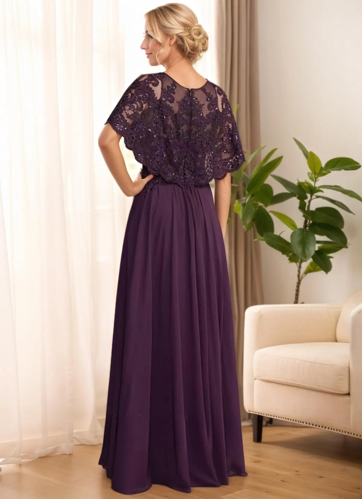 Robes mère de la mariée à manches courtes pour femmes, en mousseline de soie, avec lacets, longue robe de soirée formelle plissée avec paillettes