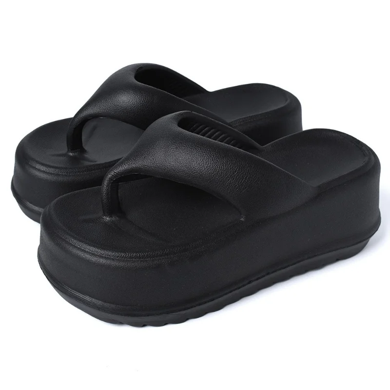 Zapatillas planas de piel auténtica para mujer, chanclas blancas y negras de suela gruesa, cómodas e informales, novedad de verano 2023