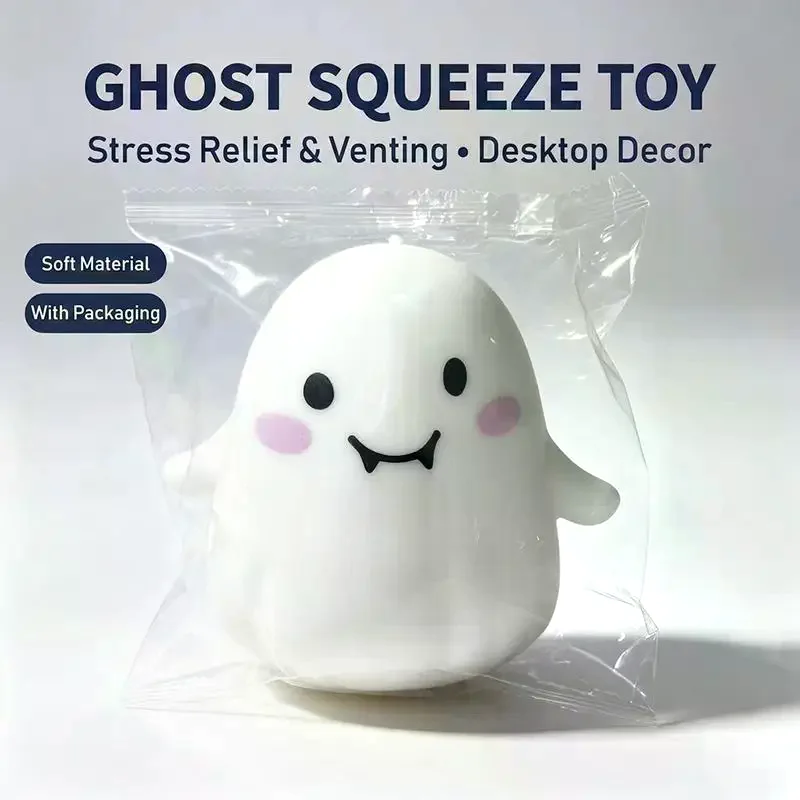 Cute Ghost Fidget Squeezable Toy With Soft Touch And Stress Relief Perfect For Desk Decor Halloween Gifts And Daily Use