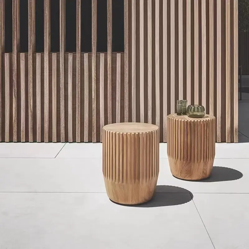 Outdoor teak coffee table special-shaped round made old edge few corners outdoor courtyard garden hotel balcony furniture