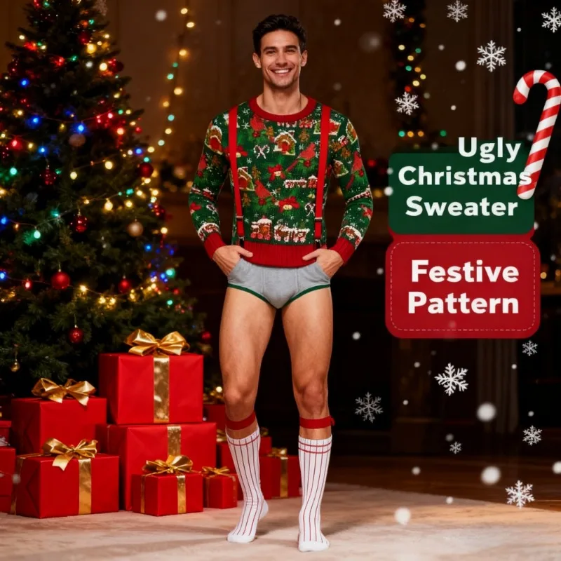 新年の視覚的インパクト クリスマスジャンプスーツ 3Dプリント長袖コスチューム テーマパーティーのいたずらや楽しみのために