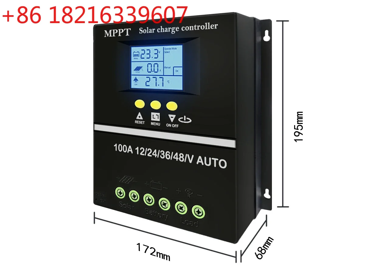 TAO ROEXBY 100A 80A 60A Solar Charge Controller Tools MPPT 12V/24V/36V/48V  LCD Dual USB Quick Charger Lead Aacid Lithium Batter