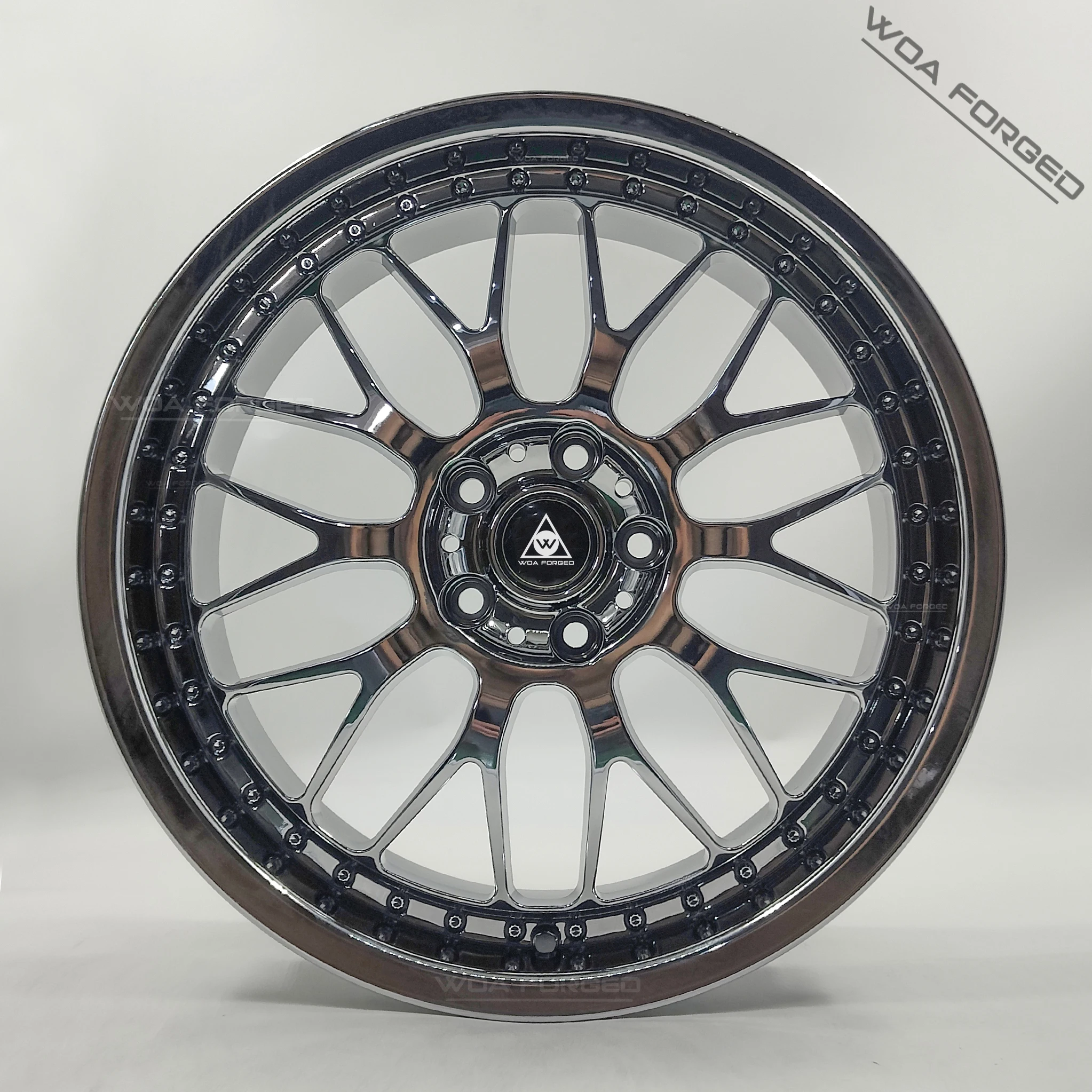 

Custom Black Chrome Mirror Polished 2-Piece Forged Wheels Multi-Spoke Deep Concave Alloy Rims for Ferrari 458 488 Tesla Model 3