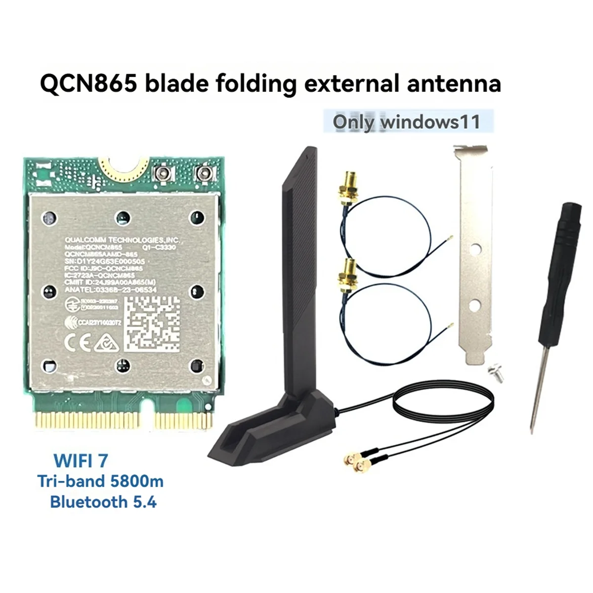 POP-lTri Band WiFi7 QCNCM865 ไร้สายบลูทูธ 5.4 การ์ด WiFi 2.4G/5G/6 Ghz อะแดปเตอร์ไร้สายเครือข่ายสําหรับ