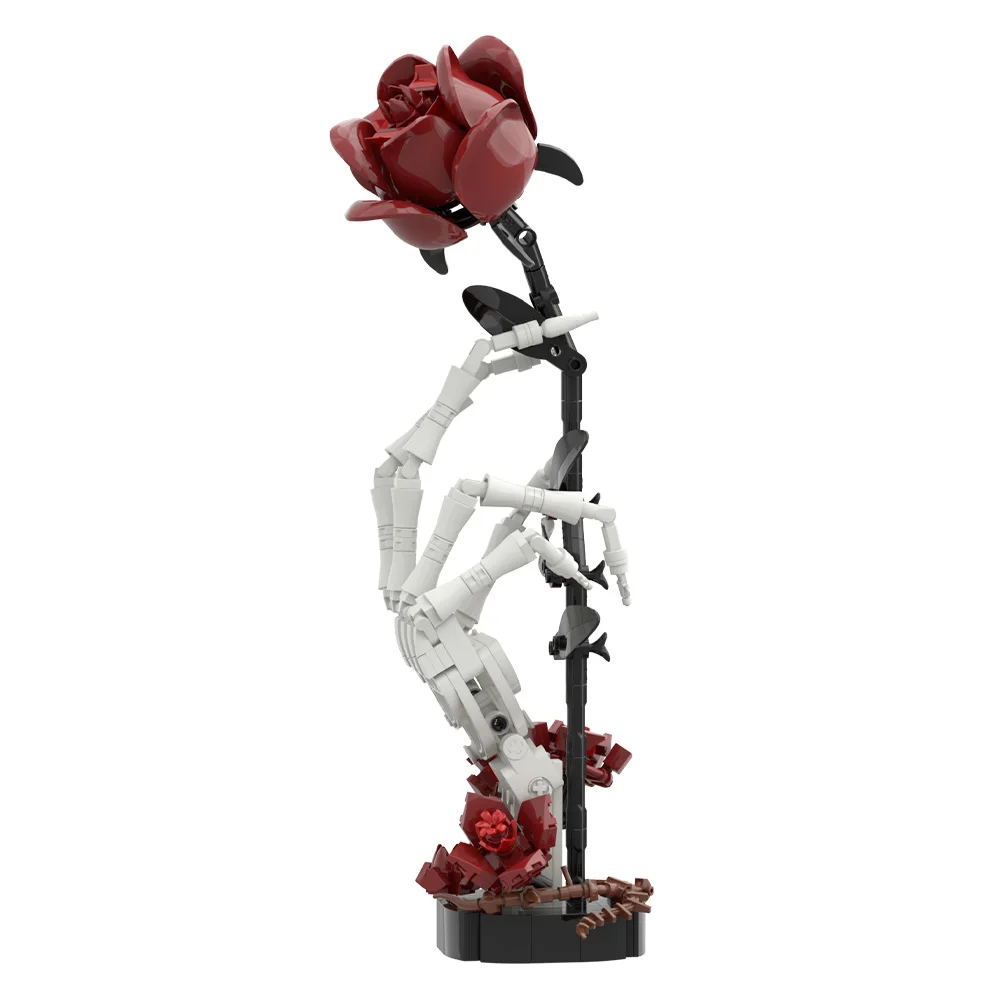 Gothic Skeleton Hand with Rose Building Block Forever Flower Macabre Valentines Dark Romance Art Aesthetic Desk Decor Adult Gift view 4