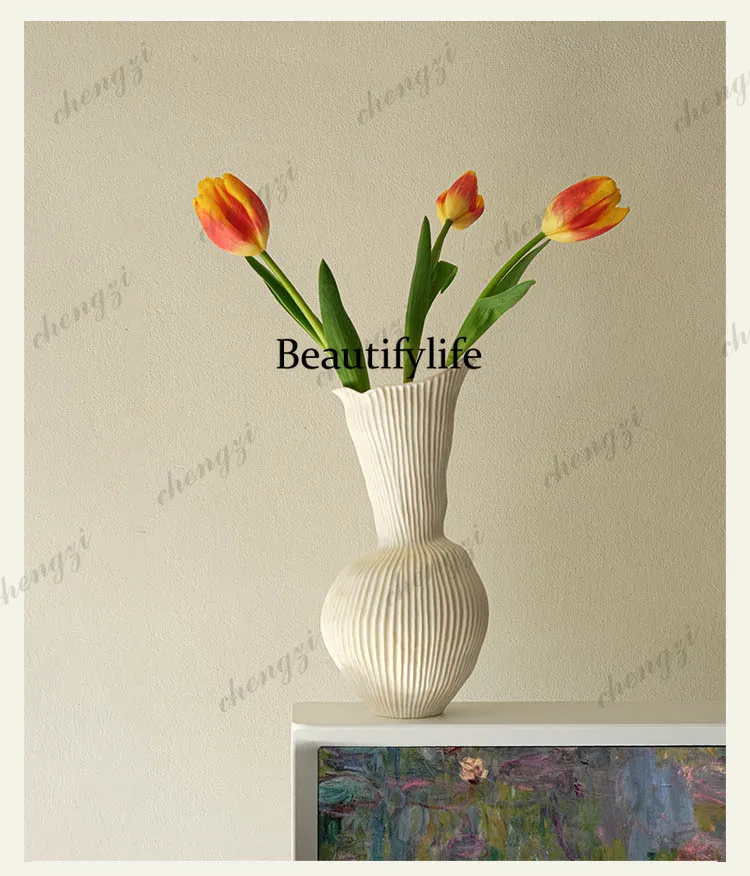 Ceramic hydroponic flower arrangement, tabletop countertop ornament, vase