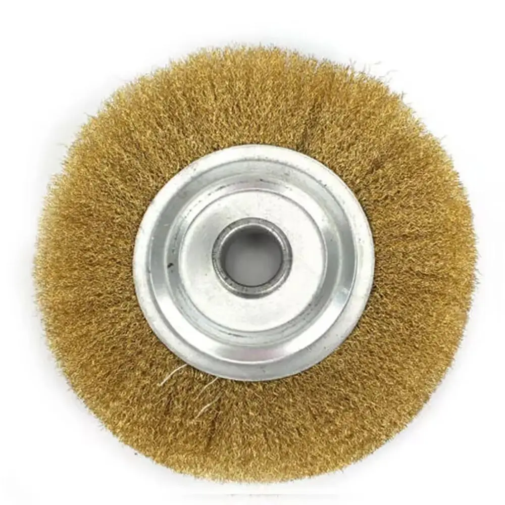 Imagem -05 - Flat tipo Cobre Wire Wheel para Bench Grinder Metal Polishing Abrasive Tool Pure Brass Brush 100 mm 125 mm 150 mm 1pc