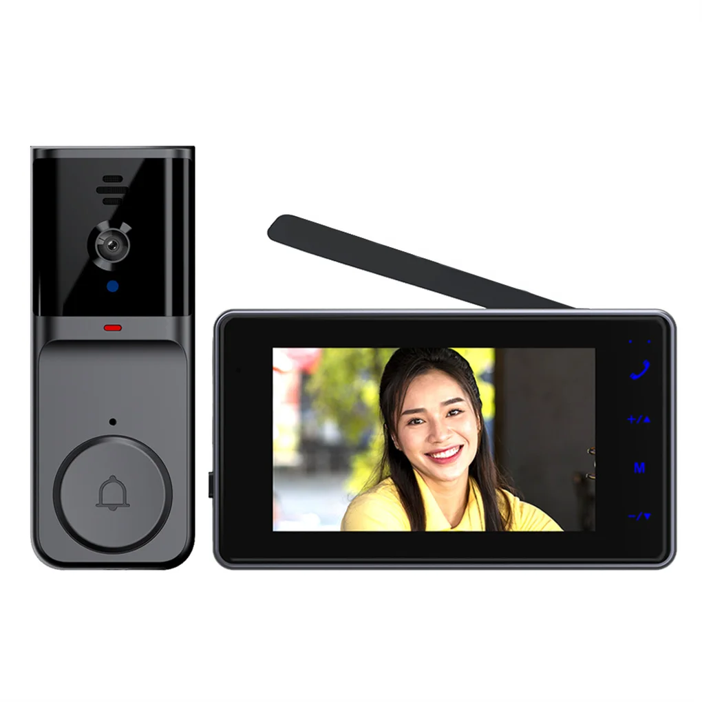 M16A 4.3Inch IPS Screen Wireless Video Doorbell Infrared Night Vision 2.4G WiFi Dual Communication Doorbell for Family Apartment