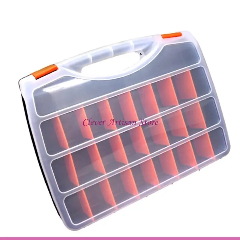 E06B صناديق تنظيم الأدوات البلاستيكية الشفافة، مقصورات قابلة للتعديل، مزالج آمنة