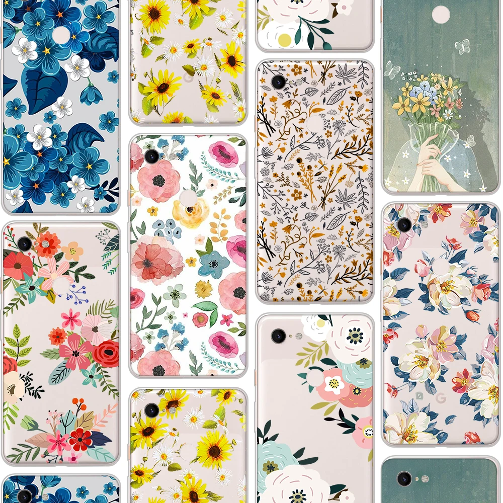 ciciber Luxury Flower Girl Case for Google Pixel 5 4 3 2 XL Soft Silicone Cover for Google Pixel 4a 3a XL Funda Coque Shell Case