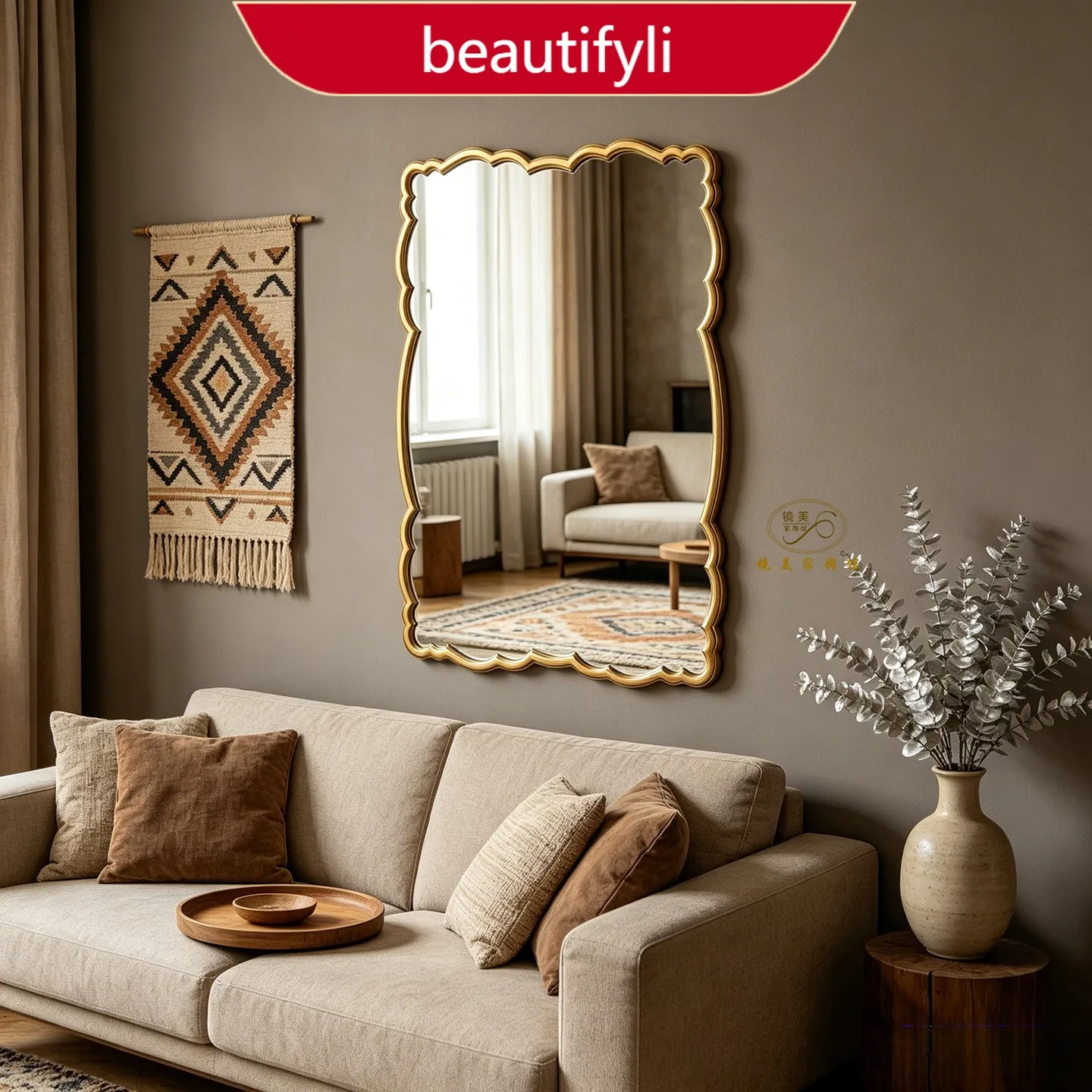 

A38 French fireplace decorative mirror European special-shaped vanity mirror American retro bathroom bathroom mirror